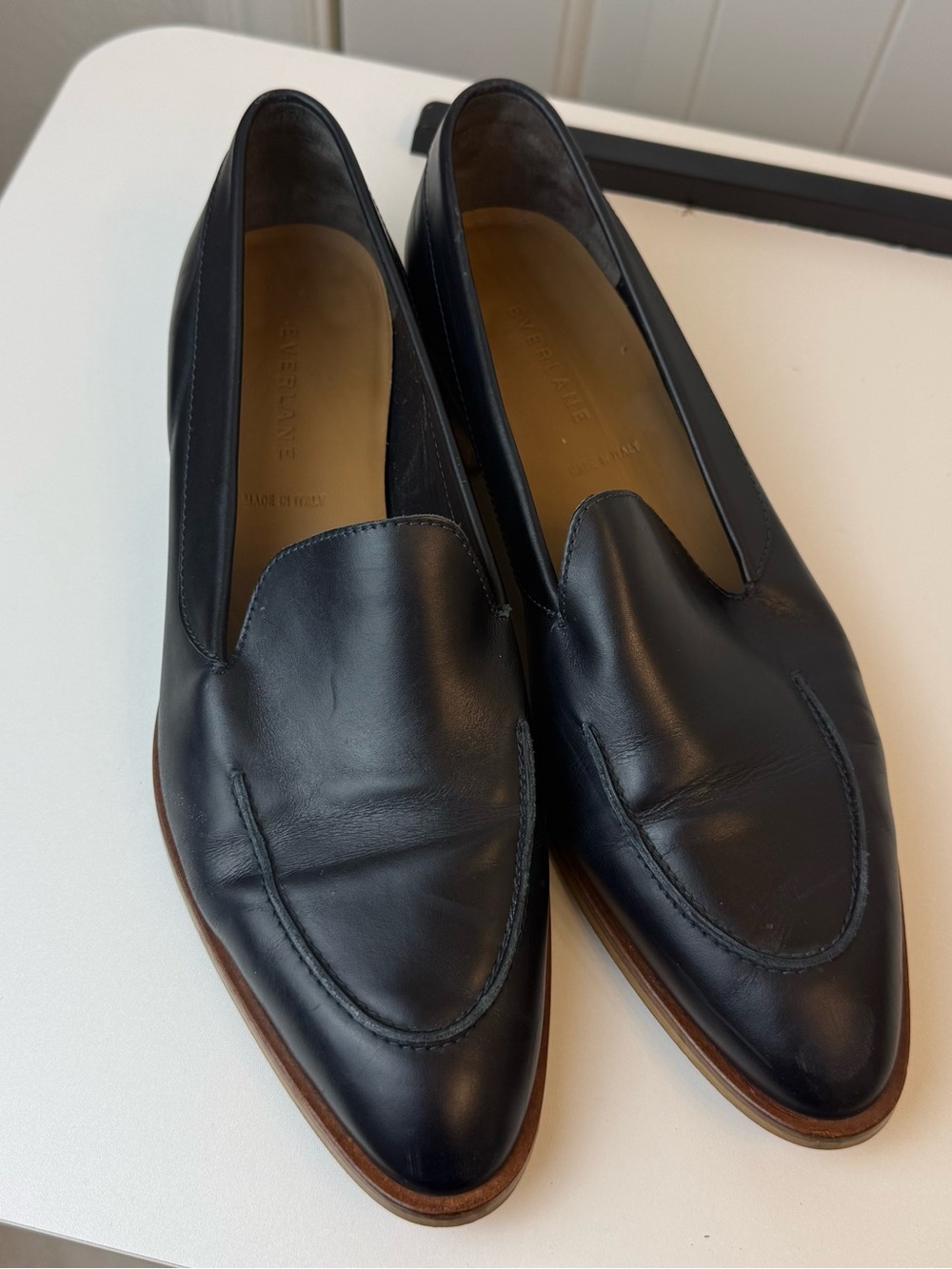 Everlane Black Leather Slip-On Loafers for Men